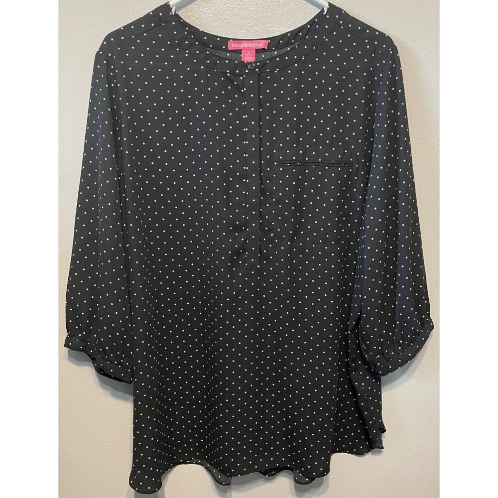 Polka Dot Perfection | Woman Within Black Blouse Size 18/20